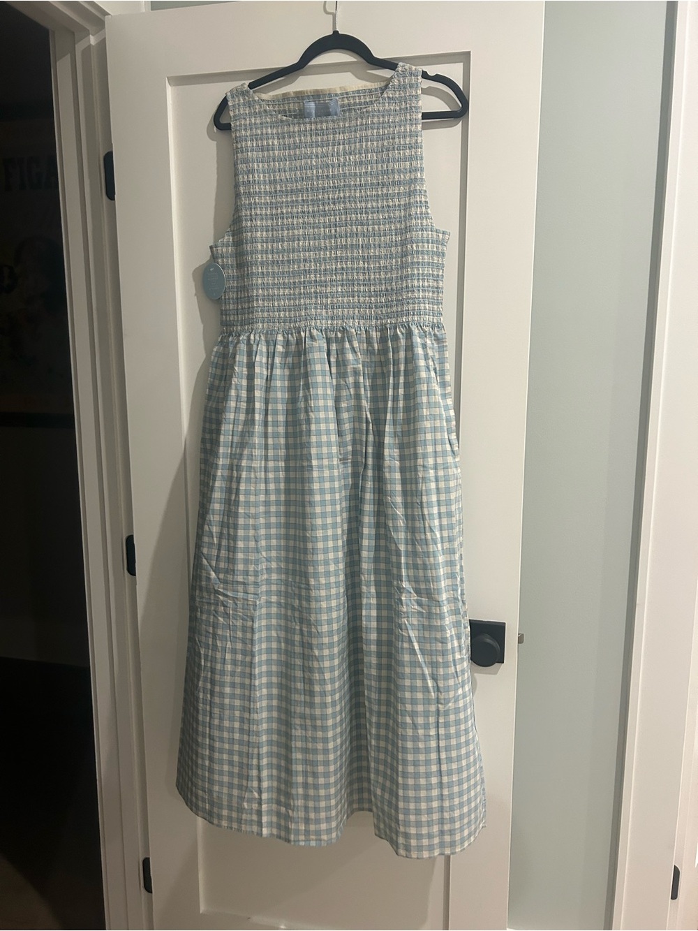 Hill House Light Blue and Red Gingham Nap Dress